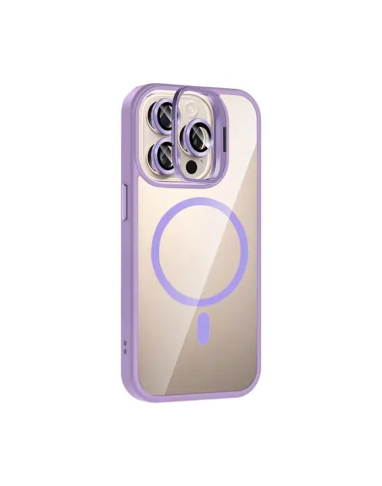 Joko Apple İphone 15 Pro Max Remim Lensli Magsafe Standlı Kapak - Lila