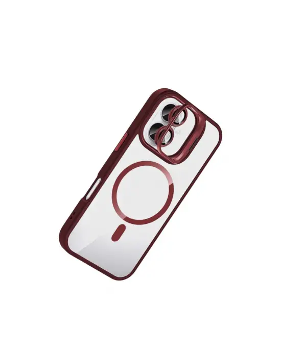 Joko Apple İphone 16 Plus Remim Lensli Magsafe Standlı Kapak - Bordo