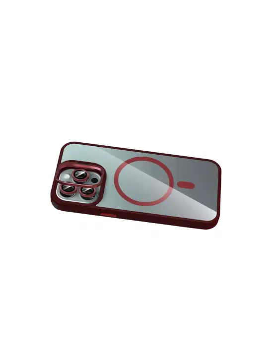 Joko Apple İphone 16 Pro Max Remim Lensli Magsafe Standlı Kapak - Bordo