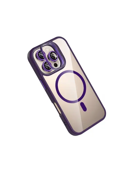 Joko Apple İphone 16 Pro Remim Lensli Magsafe Standlı Kapak - Derin Mor