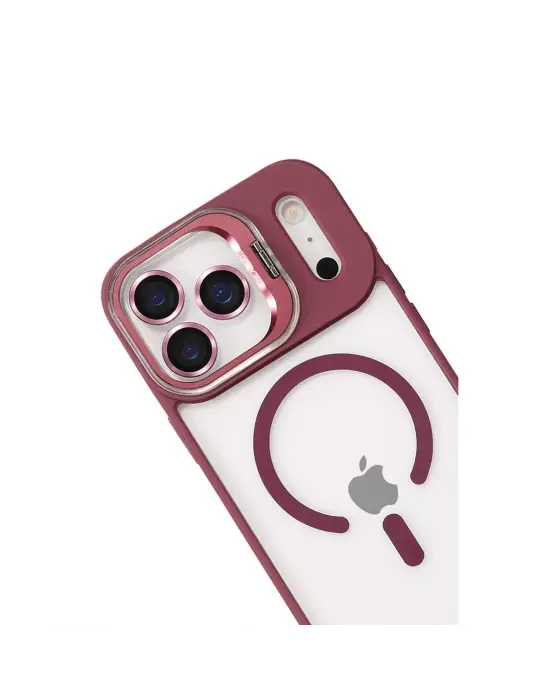 Joko Apple İphone 17 Pro Max Remim Lensli Magsafe Standlı Kapak - Bordo