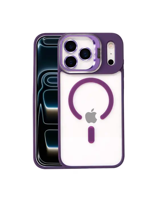 Joko Apple İphone 17 Pro Max Remim Lensli Magsafe Standlı Kapak - Derin Mor