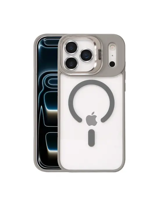 Joko Apple İphone 17 Pro Max Remim Lensli Magsafe Standlı Kapak - Titan Gri