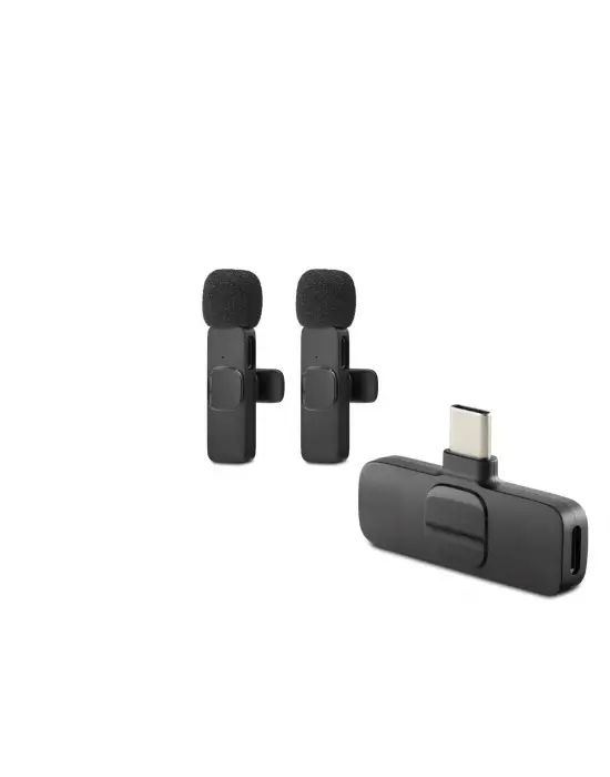 Kablosuz Çift Mikrofon Type-C Siyah HDX2788