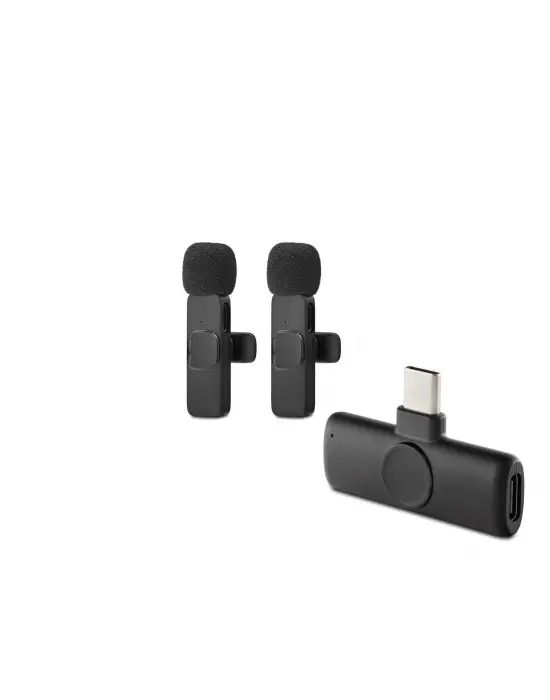 Kablosuz Çift Mikrofon Type-C Siyah HDX2789