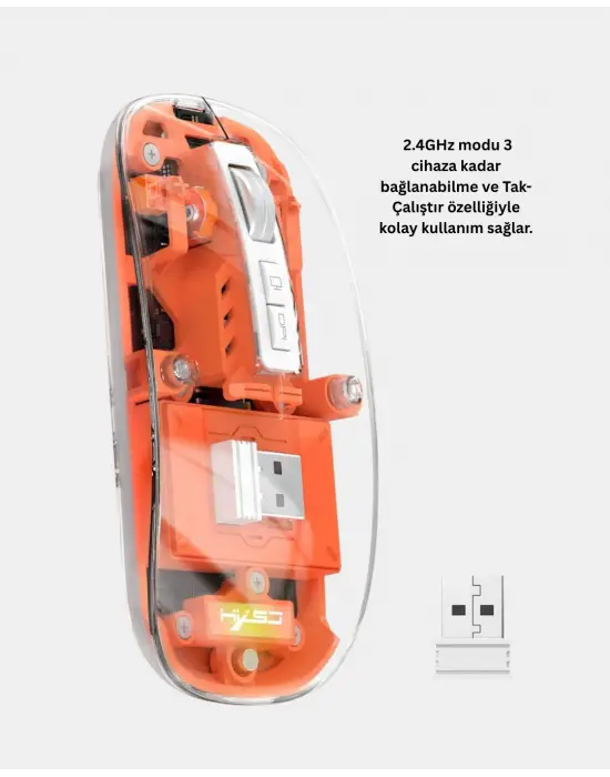 Kablosuz Çift Modlu Mouse – Bluetooth 5.0 + 2.4ghz