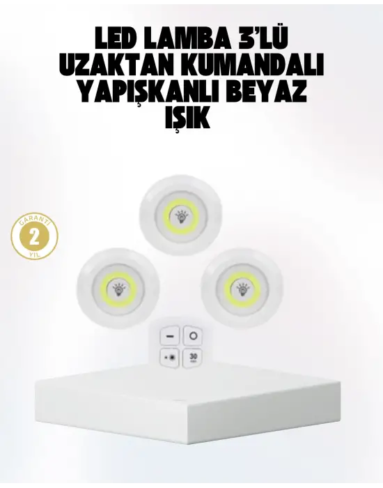 Kablosuz Gün Işığı 3’lü Led Spot Lamba Kumandalı