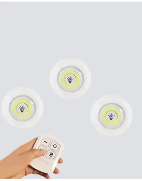 Kablosuz Gün Işığı 3’lü Led Spot Lamba Kumandalı
