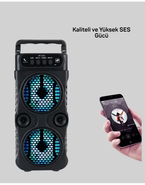Kablosuz Led Işıklı Bluetooth Hoparlör – Fm Radyolu, Mikrofon Girişli