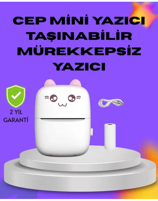Kablosuz Mini Cep Yazıcısı Bluetooth Destekli 1200mah Bataryalı