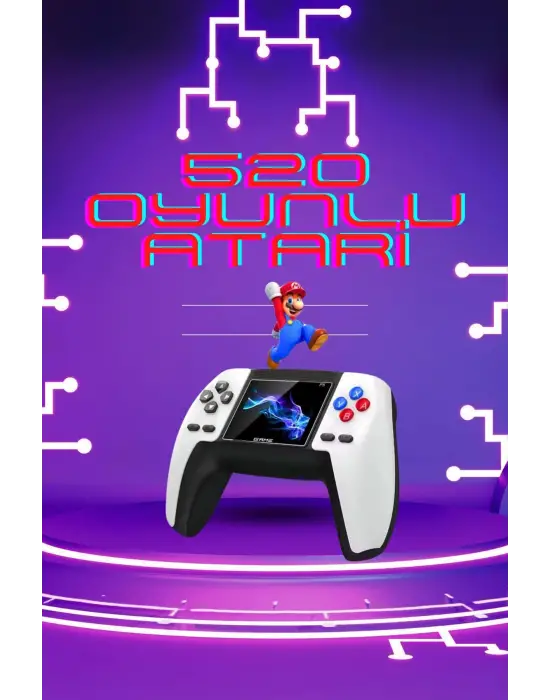 Kablosuz Oyun Konsolu Atari Game Stick Retro Konsol 520 Oyunlu