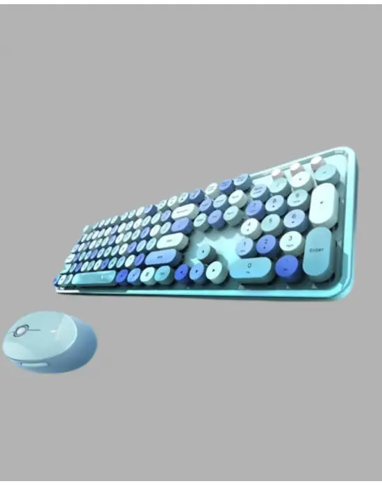 Kablosuz Retro Klavye Ve Mouse Seti – 104 Tuşlu Sevimli Tasarım