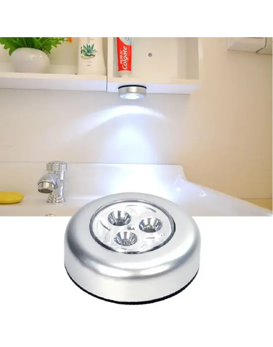 Kablosuz Spot Pilli Dokunmatik Led Lamba 3 Ledli Dolap Lambası