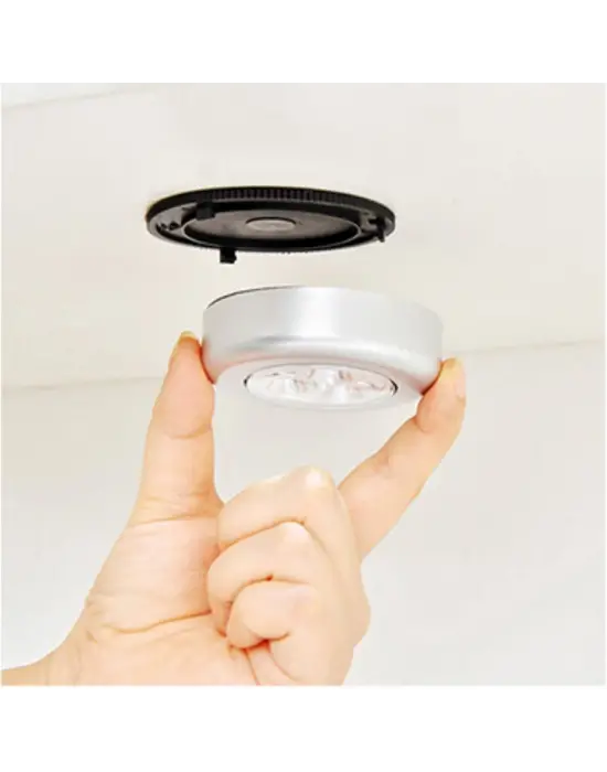 Kablosuz Spot Pilli Dokunmatik Led Lamba 3 Ledli Dolap Lambası