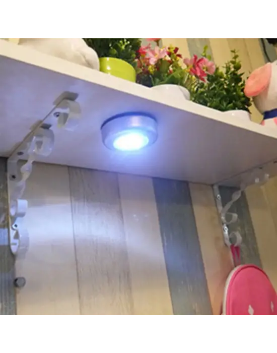 Kablosuz Spot Pilli Dokunmatik Led Lamba 3 Ledli Dolap Lambası