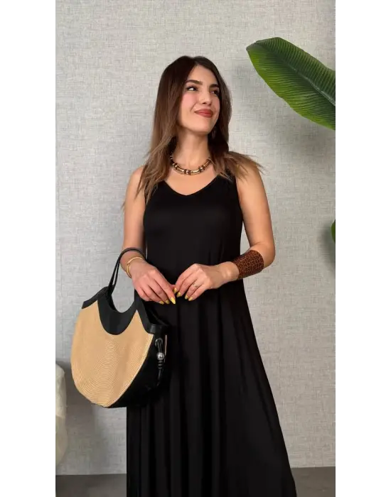 Kadın çan Dokuma Kumaş V Yaka Asimetrik Kesim Elbise