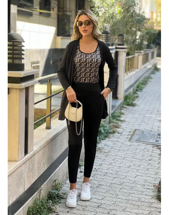 Kadın Uzun Kollukrep üçlü Takım