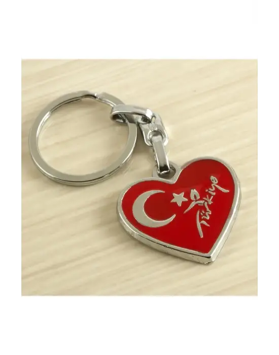 Kalp Ay Yıldız Metal Anahtarlık