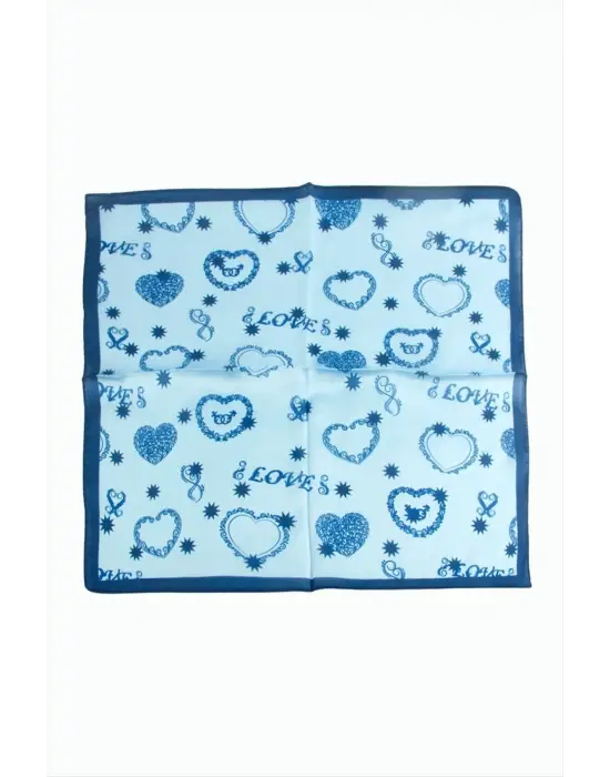 Kalp Desenli Zr Şifon Fular 50*50 cm