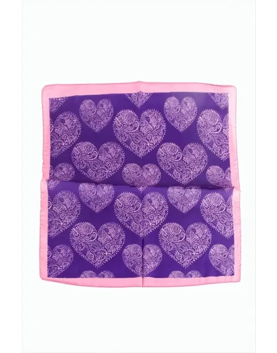 Kalp Desenli Zr Şifon Fular 50*50 cm
