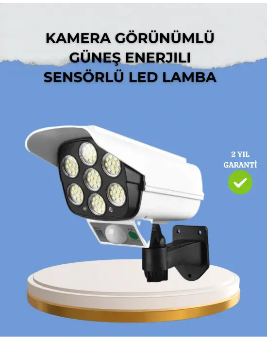 Kamera Görünümlü Solar Led Lamba Hareket Sensörlü Uzaktan Kumandalı Bahçe Duvar Aydınlatması