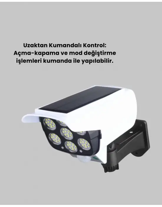 Kamera Görünümlü Solar Led Lamba Hareket Sensörlü Uzaktan Kumandalı Bahçe Duvar Aydınlatması