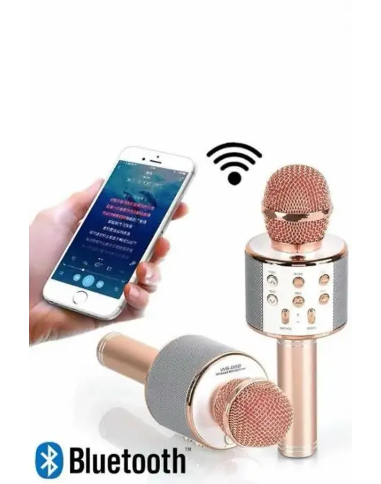 Karaoke Mikrofon Dahili Hoparlörlü Sd-usb-aux Girişli Bluetooth Hoparlör