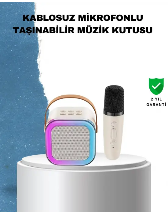 Karaoke Mikrofon Hoparlör Seti 6 Saat Kullanım Süresi