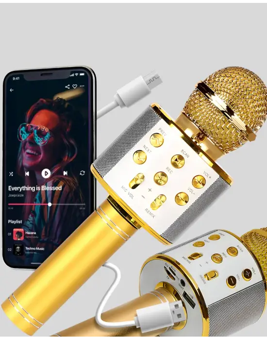 Karaoke Mikrofonu Bluetooth Usb Aux Girişli Yankı Efektli
