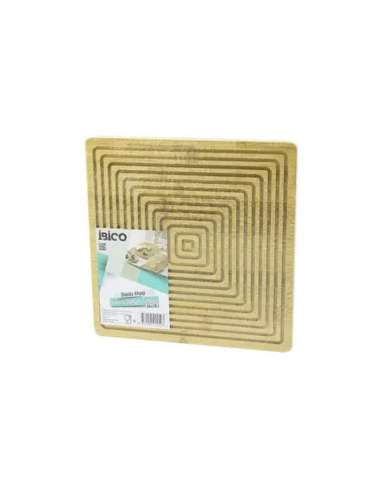 Kare  Çift Taraflı=düz - Kanallı Ahşap Bambu Sunum Tepsi 28x28cm