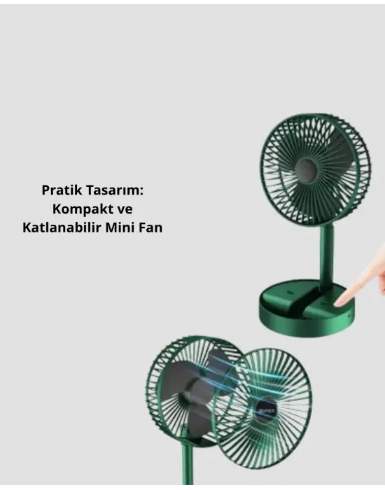 Katlanabilir Mini Fan – 3 Kademeli Soğutma, Şarjlı