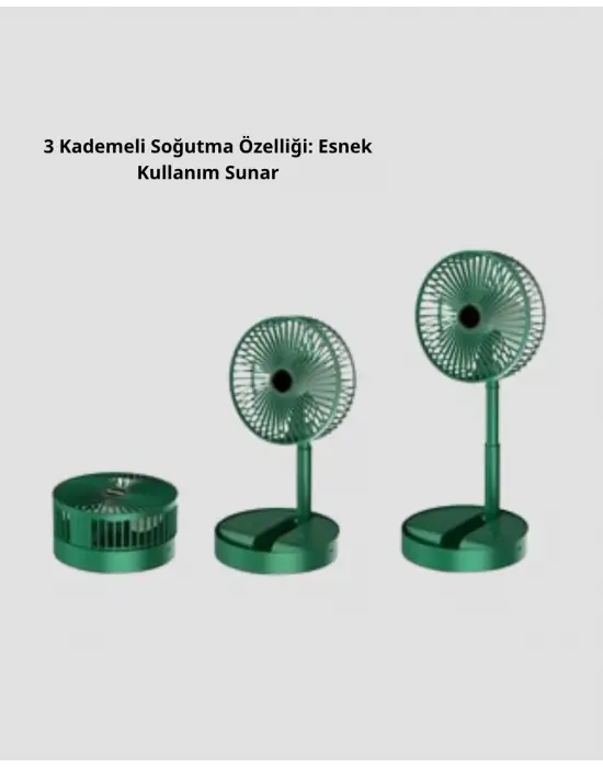 Katlanabilir Mini Fan – 3 Kademeli Soğutma, Şarjlı