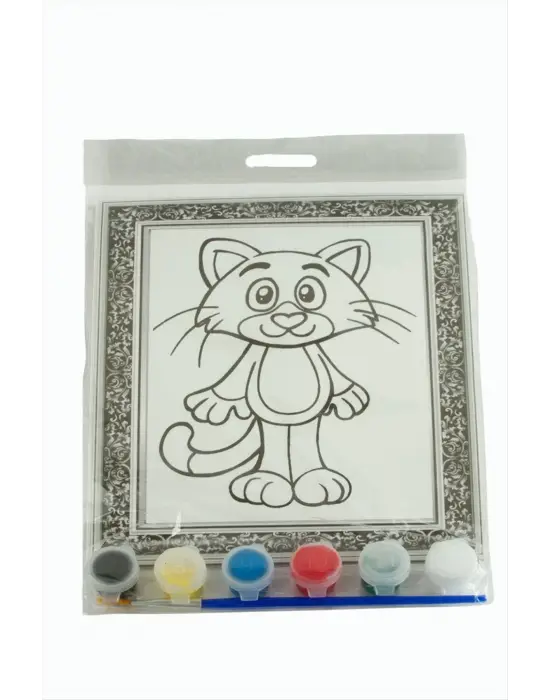Kedi Desenli Boyama Tuval Seti