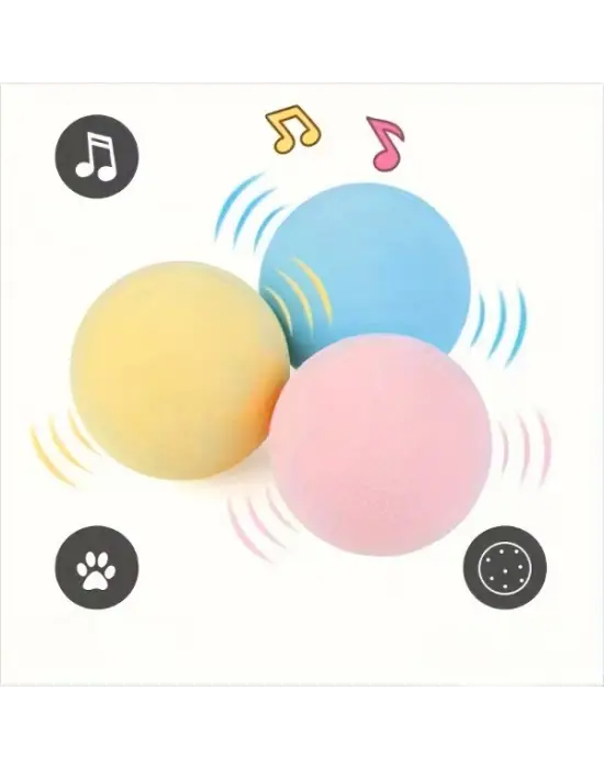 Kedi Otlu 3 Sesli İnteraktif Top Kedi Oyuncağı