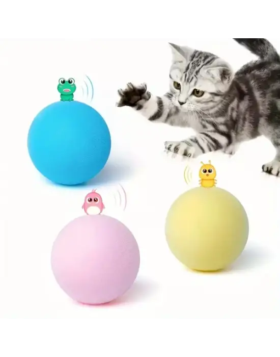 Kedi Otlu 3 Sesli İnteraktif Top Kedi Oyuncağı