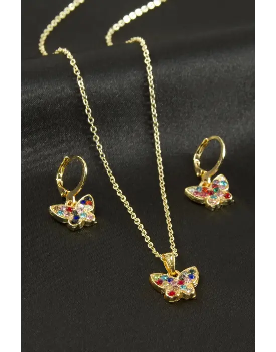 Kelebek Taşlı Set Kolye
