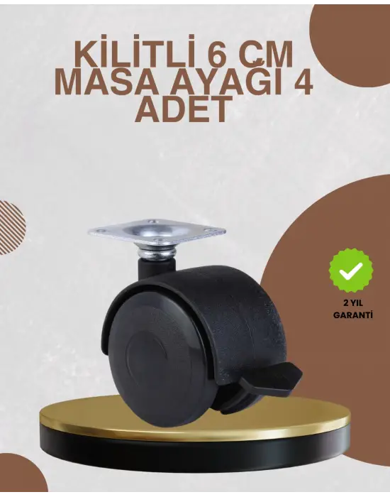 Kilitli Mobilya Ayağı 6 Cm 4’lü Set Zemin Korumalı