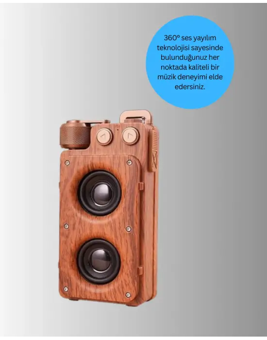 Klasik Görünümlü Bluetooth Hoparlör 360 Derece Stereo Ve Fm Radyo