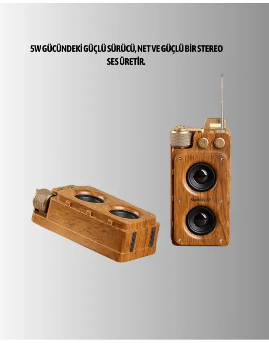 Klasik Görünümlü Bluetooth Hoparlör 360 Derece Stereo Ve Fm Radyo