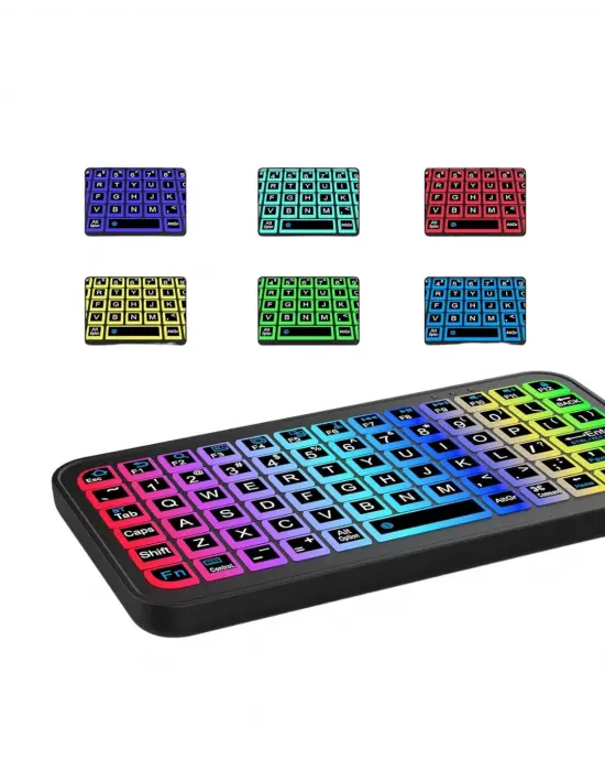 Kompakt Siyah Rgb Işıklı Bluetooth Mini Klavye