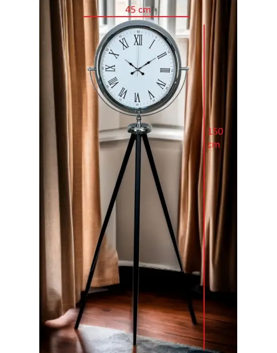 Krom Asalet Tripod Ayaklı Saat