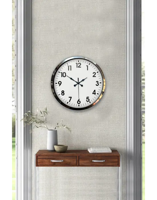 Krom Elegance 40 Cm Metal Standart Duvar Saati