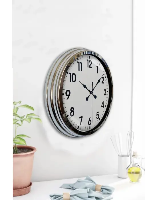 Krom Elegance 40 Cm Metal Standart Duvar Saati