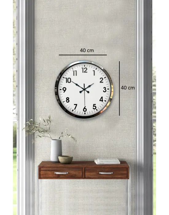 Krom Elegance 40 Cm Metal Standart Duvar Saati