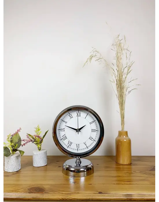 Krom Metal Retro Masa Saati 25×20 cm