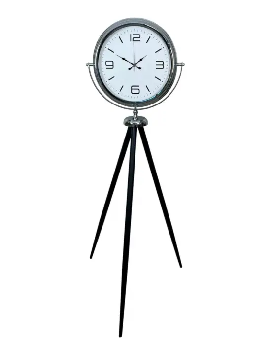 Krom Sade & Şık Tripod Ayaklı Saat