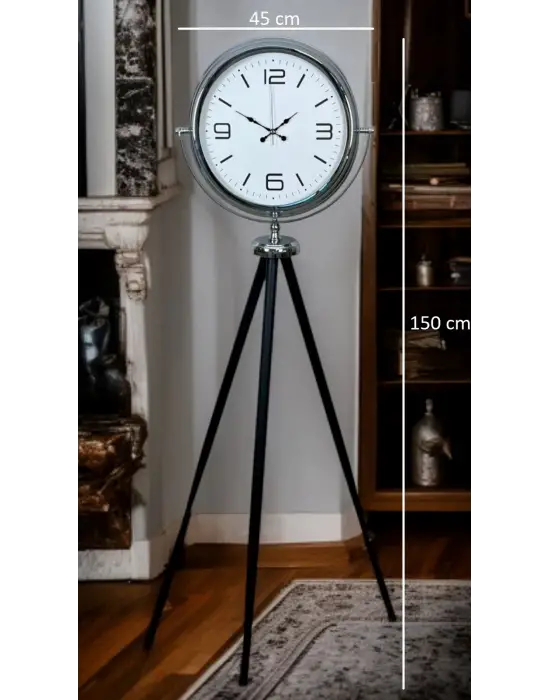 Krom Sade & Şık Tripod Ayaklı Saat