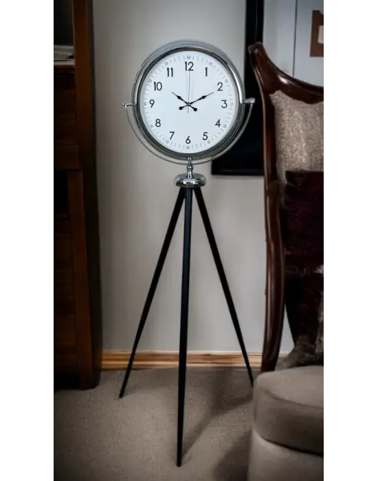 Krom Standart Tripod Ayaklı Saat