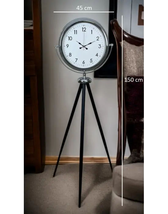 Krom Standart Tripod Ayaklı Saat