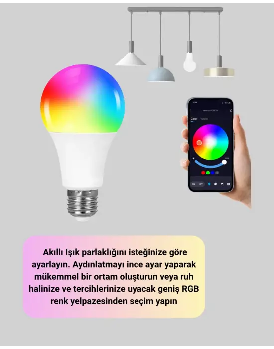 Kumanda Destekli Çok Renkli Akıllı Led Ampul
